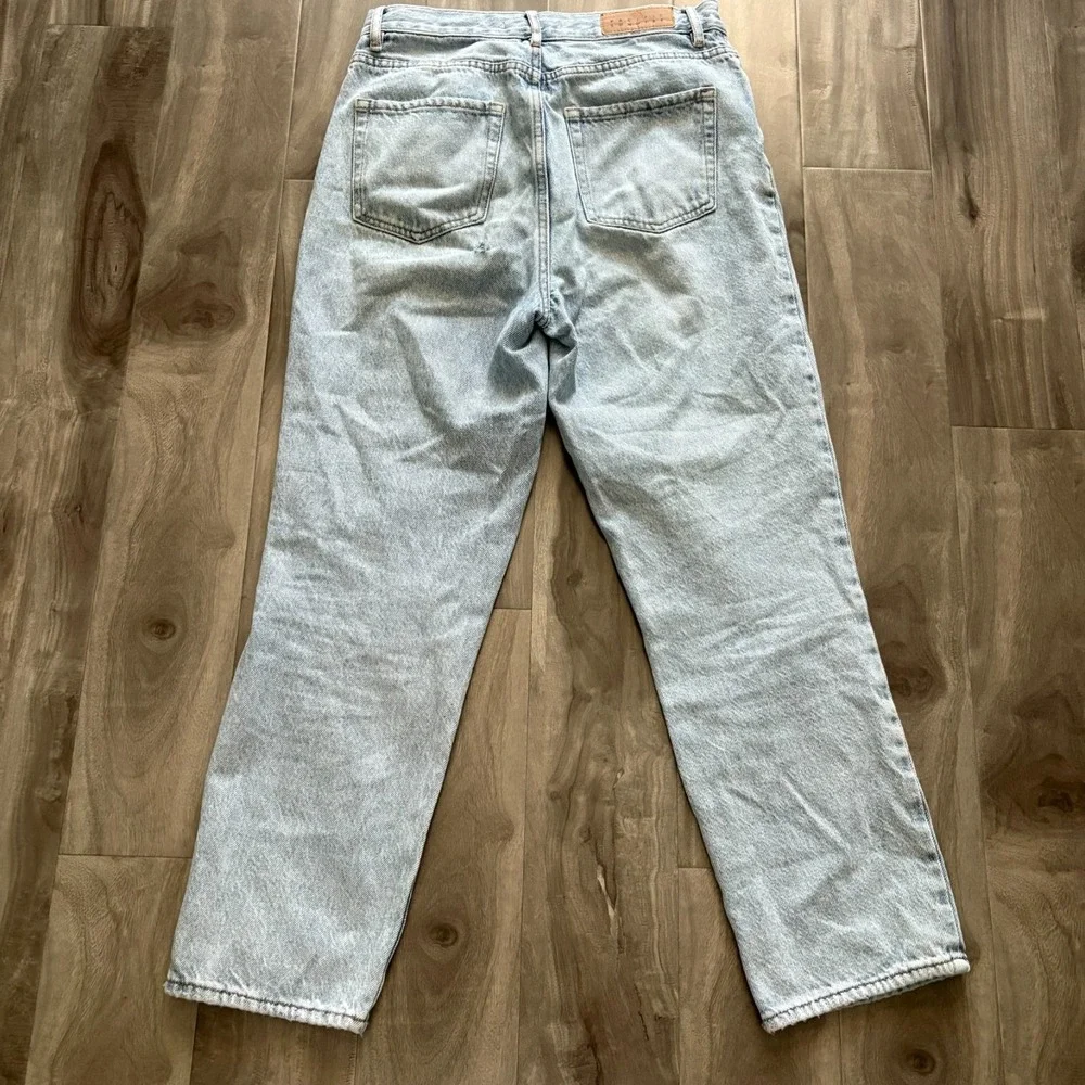 PacSun High Rise Straight‎ Leg Jeans Women's Size 27 Light Wash Denim Blue Flaw - Picture 2 of 16